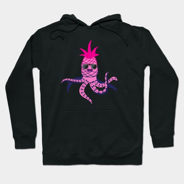 Pink Pineapple Octopus With Glasses and Papillon Hoodie by Artisan